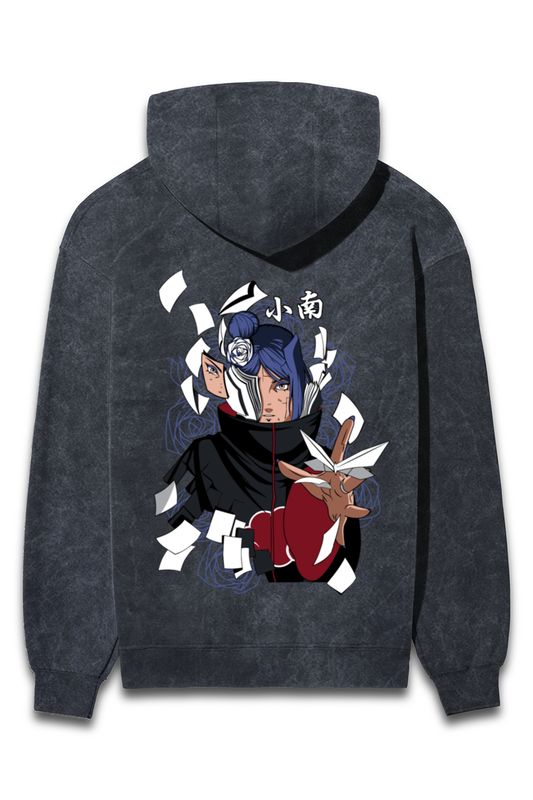 Anime Acid Wash Hooded Sweatshirt