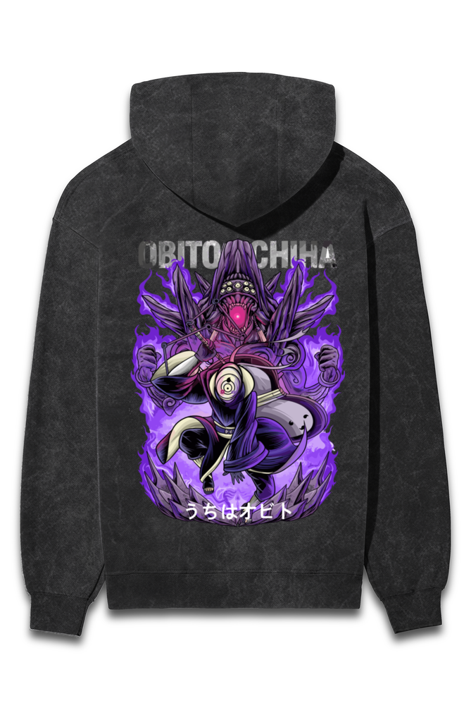 Obito Uchiha Acid Wash Hooded Sweatshirt